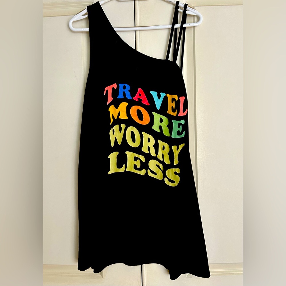 Women’s Travel More Worry Less Top. Great for vacay! Never worn.  NWOT.